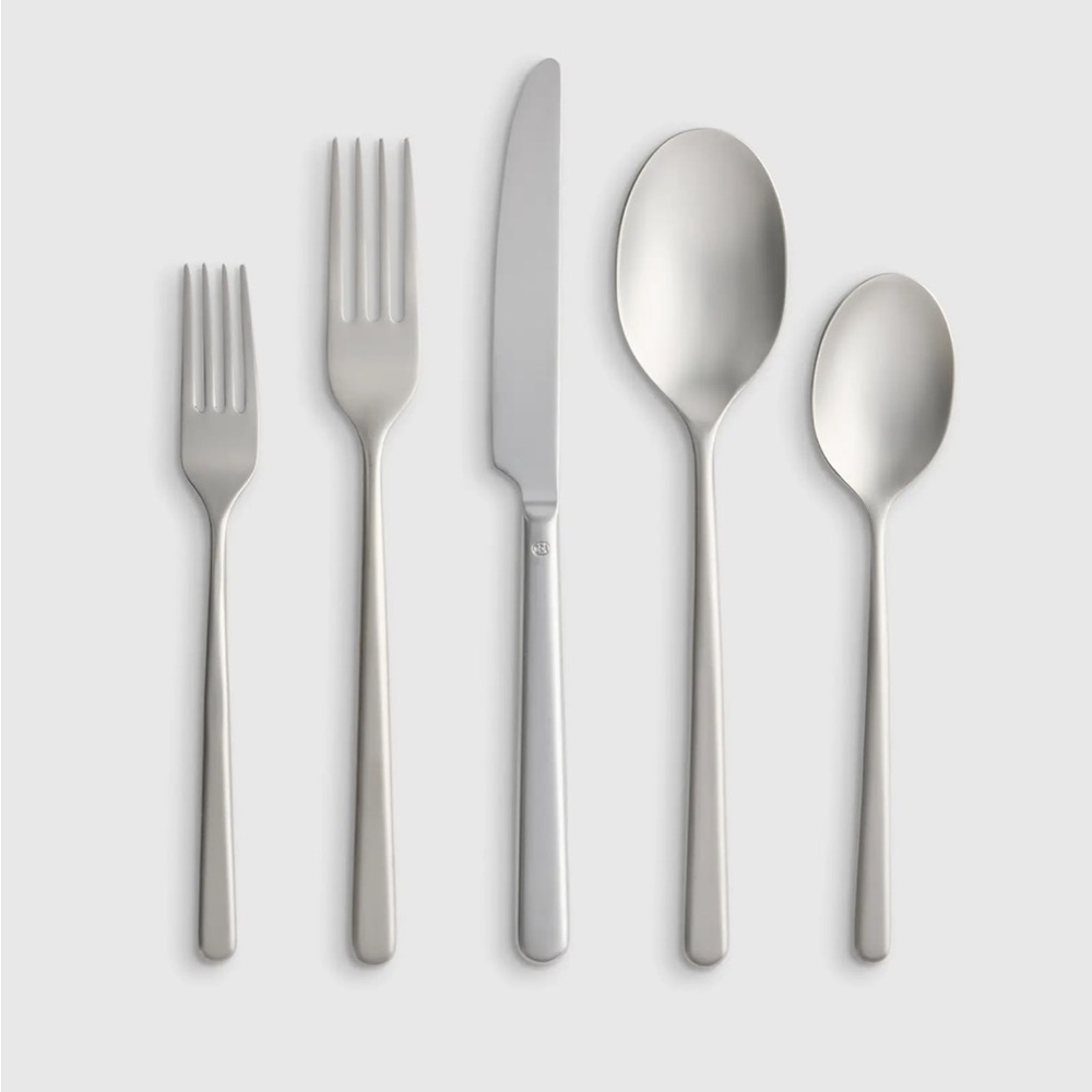 Quince Matte Silver Stainless Steel Flatware Set - 5 Piece